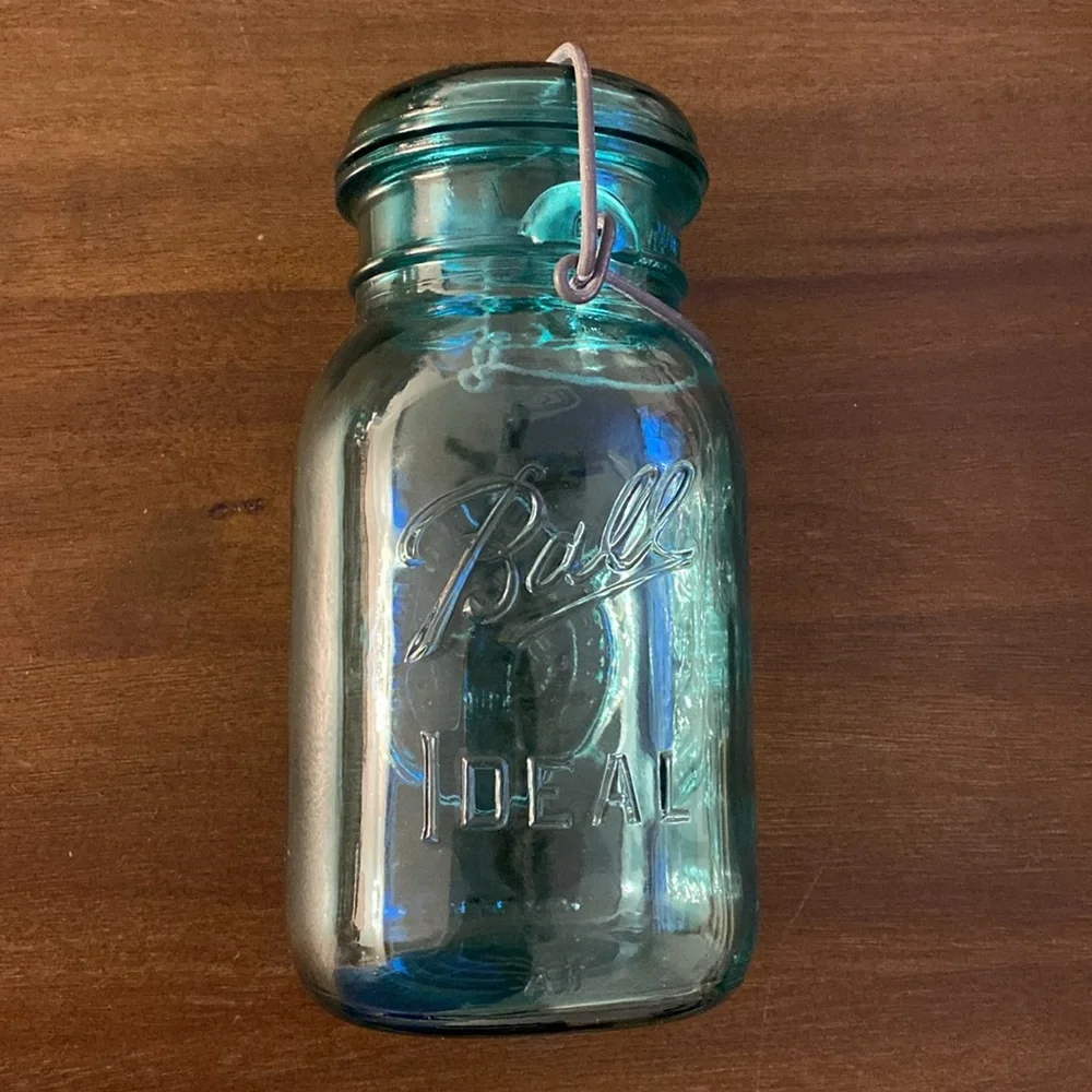 (2) Ball Ideal Bicentennial 1776-1976 Aqua Teal Blue Green Jars A11 and A8 - Picture 4 of 16
